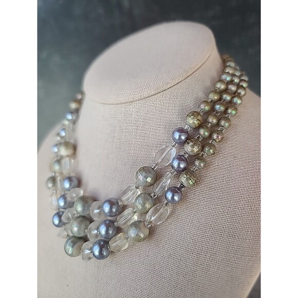 Multistrand Adjustable Beaded Necklace Vintage Japan Costume Jewelry, READ - Picture 2 of 10